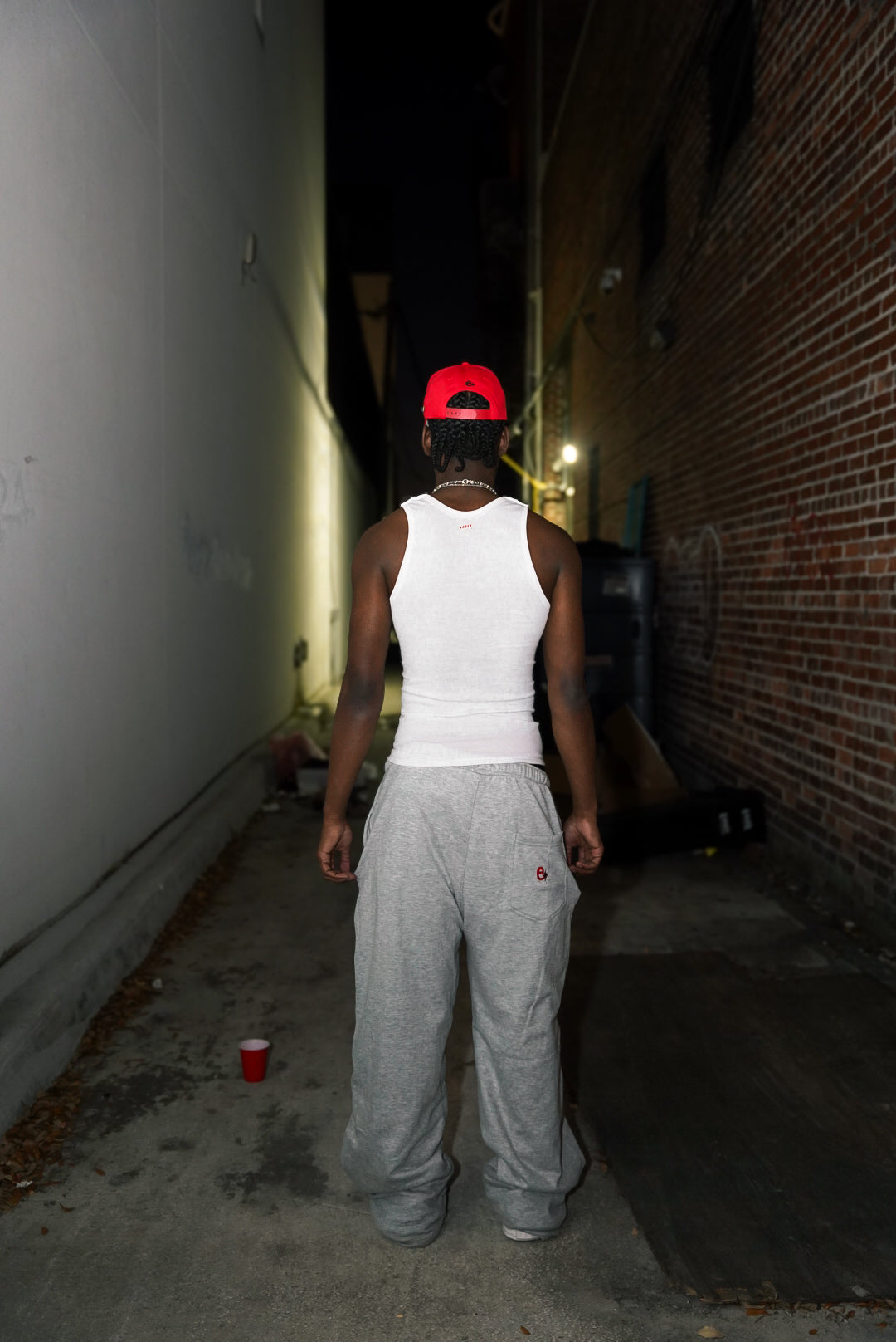 Distressed Logo Sweatpants (Grey & Varsity Red)