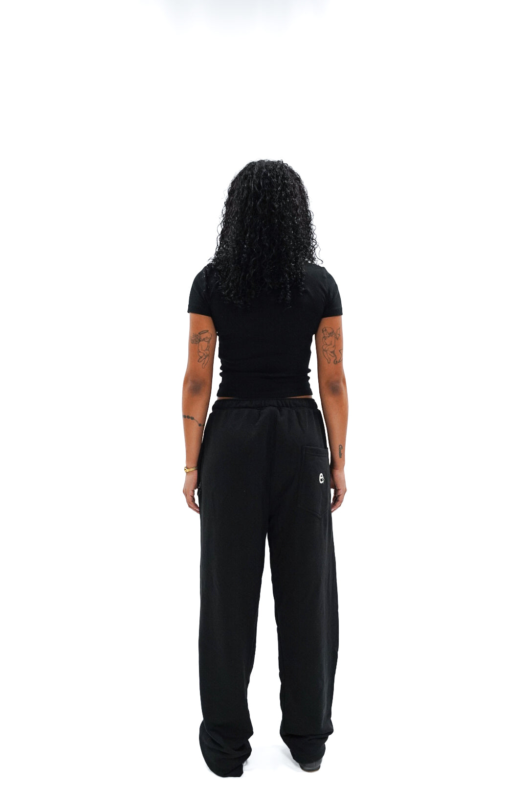 Distressed Logo Sweatpants (Black and White)